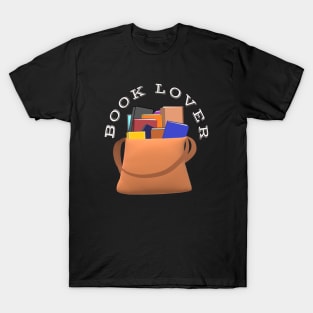 Book Lover Bag of Books (Black Background) T-Shirt